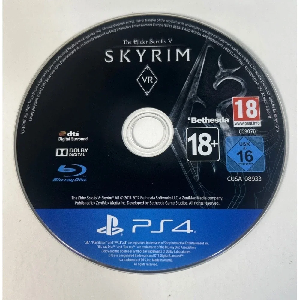 The Elder Scrolls V Skyrim VR PS4 PlayStation‎ 4 Game CIB PAL CUSA-08933